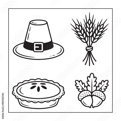 Thanksgiving icon sets with Thanksgiving elements.