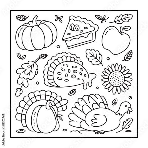 Thanksgiving icon sets with Thanksgiving elements.