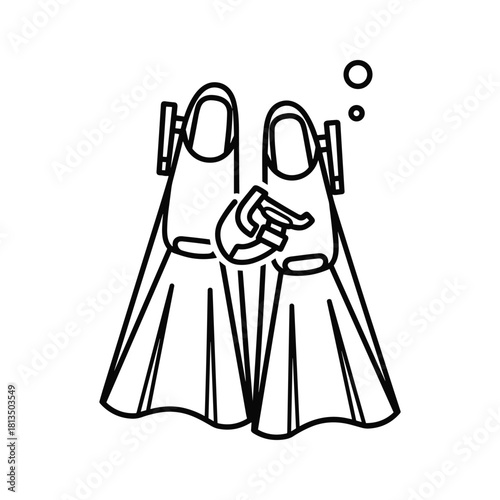 Pair of diving flippers isolated on for swimming underwater