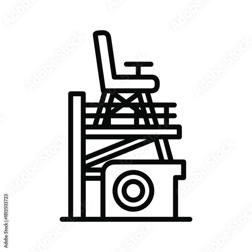 Lifeguard tower line art isolated on for summer vacation