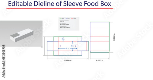 Editable Dieline of Sleeve Food Box sleeve box template