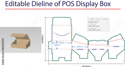 POS Display Box Dieline and 3D Model packaging cardboard
