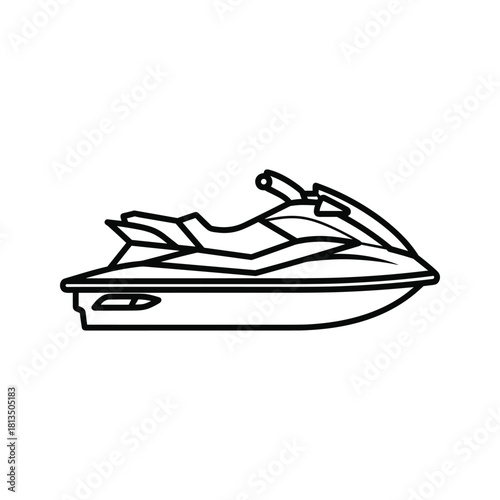 Outline icon of jet ski isolated on for water sport activity