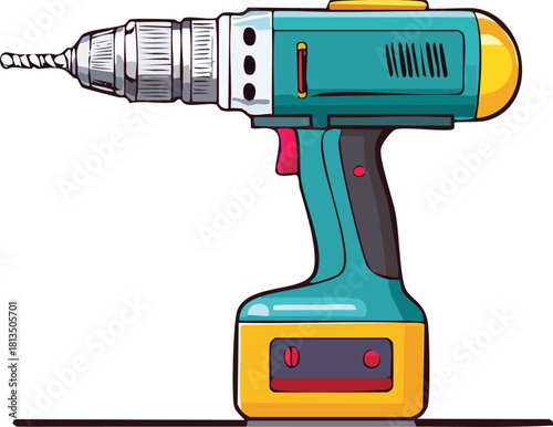 Electric cordless drill isolated on white background