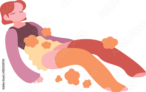 暖まって安眠する女の子のイラスト warm girl