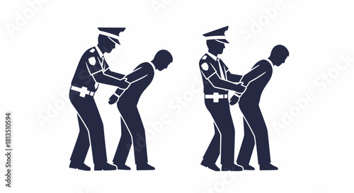 Illustration of a police officer arresting a person.