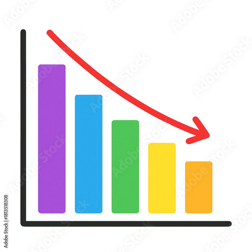 Business graph on white background. Financial Loss and Economic Downturn Chart.