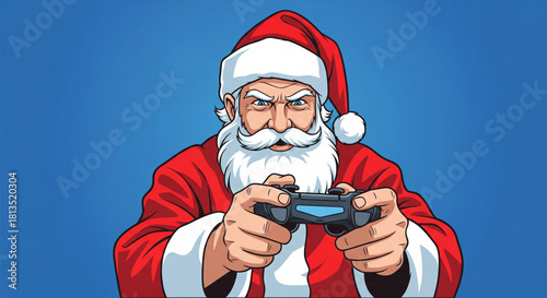 Santa Claus Gamer Christmas Gaming Fun with Controller