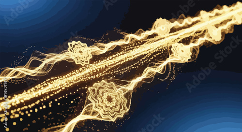 An abstract illustration depicts a golden arrow pointing upwards with vibrant geometric shapes symbolizing growth and progress.