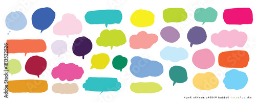 Cute doodle vector speech bubble colorful set,Hand drawn set of speech bubbles with handwritten for book ,card, business, poster design. Vector illustration design for fashion fabrics, cute doodle