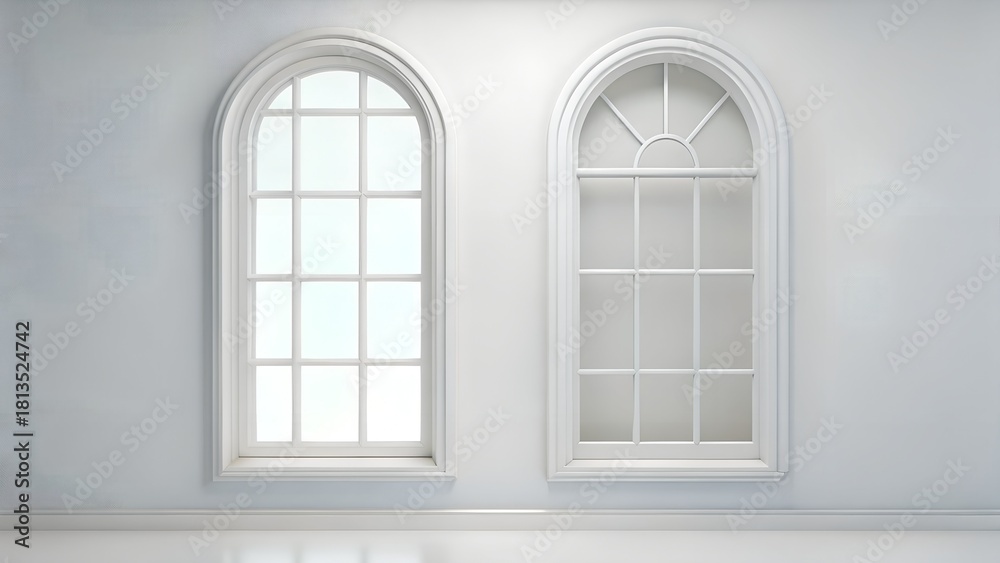 Fototapeta premium White Decorative Window Panel On Studio White Background