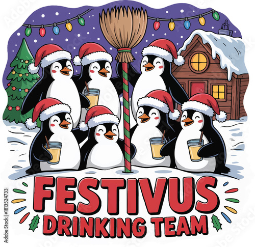 Colorful Festivus-themed t-shirt designs, featuring retro, vintage, and modern illustration styles. The artwork includes humorous Festivus slogans, “Festivus vibes only,” “Ask me about my Festivus,” “