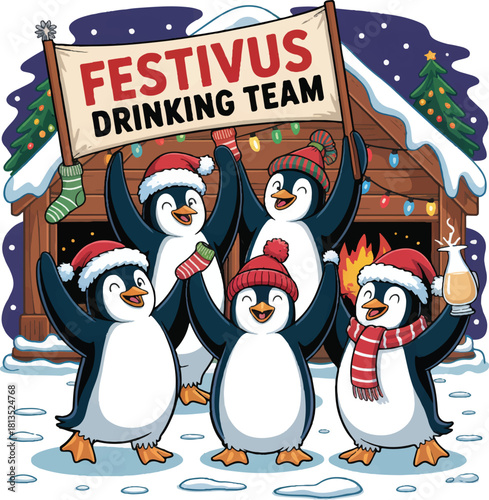 Colorful Festivus-themed t-shirt designs, featuring retro, vintage, and modern illustration styles. The artwork includes humorous Festivus slogans, “Festivus vibes only,” “Ask me about my Festivus,” “