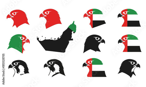 UAE National Emblem Falcon Head Vector Collection.