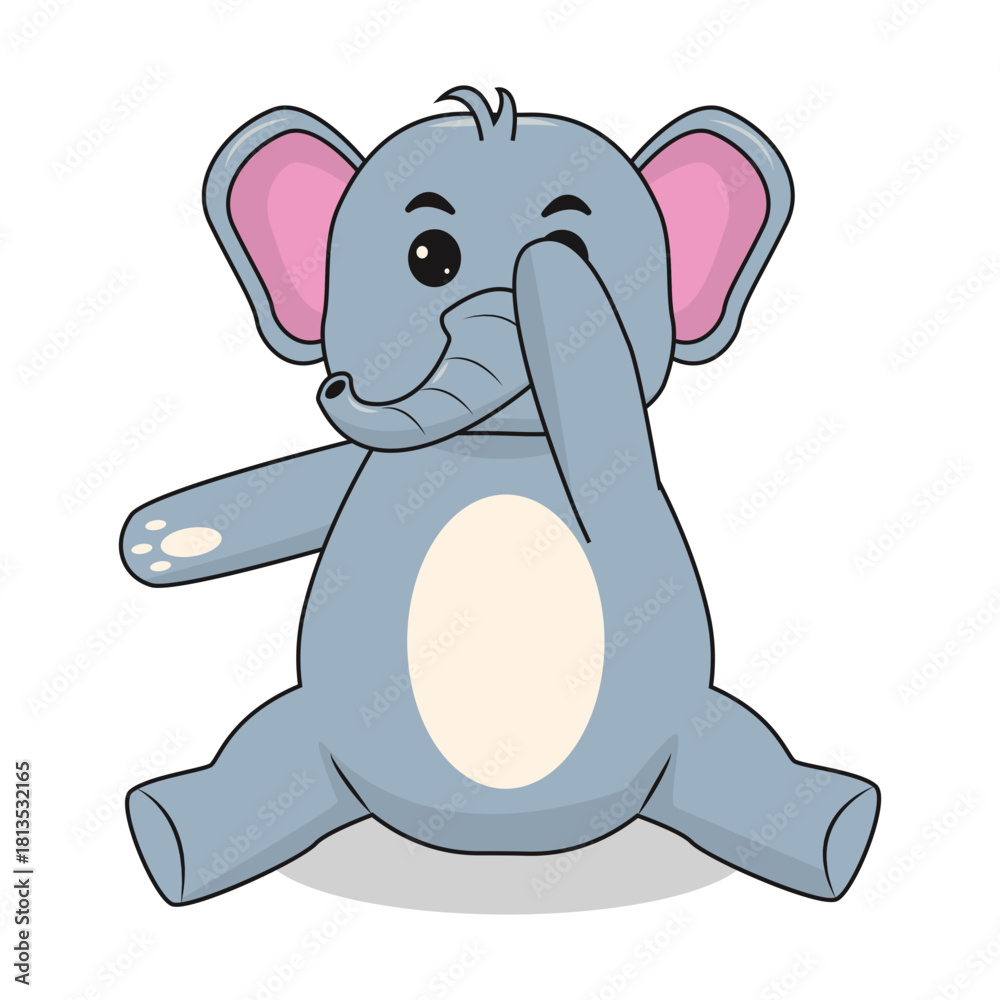 Fototapeta premium Baby Elephant Cartoon Character. Isolated on White Background