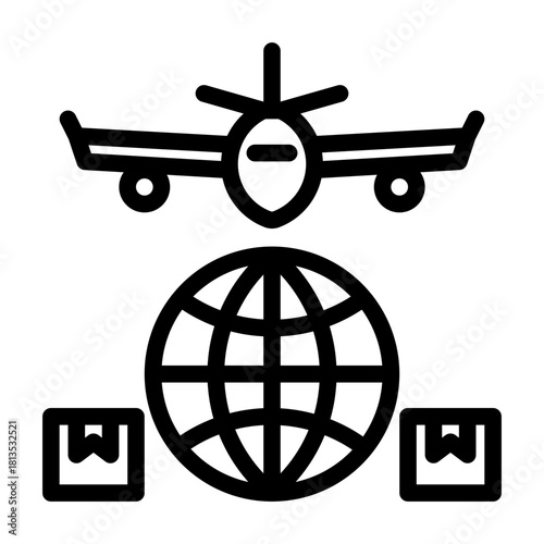 Freight forwarding line icon illustration