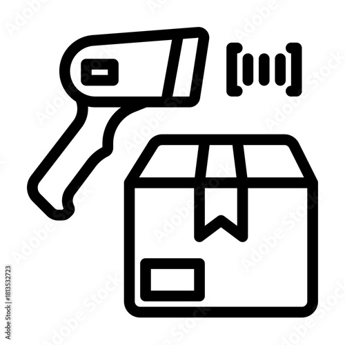 Warehouse inventory scan line icon illustration