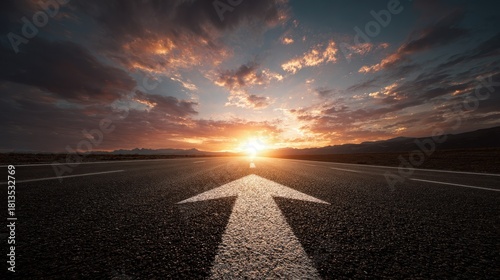 straight road to 2026 with forward arrow at sunset