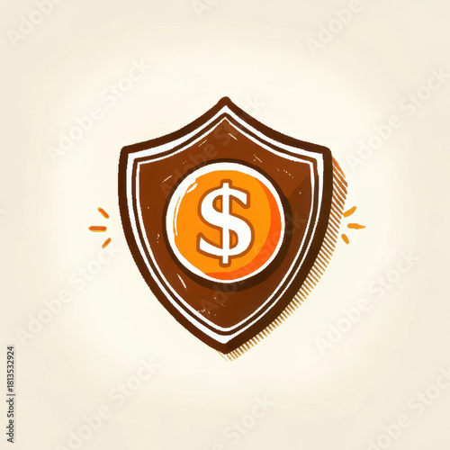 Secure currency symbol within protective shield represents financial security and trust in transactions