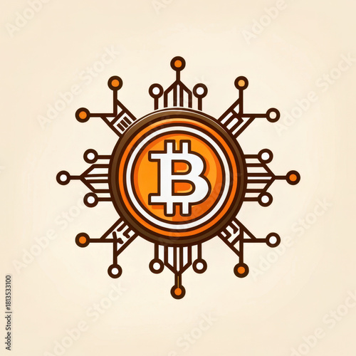 Bitcoin symbol represents investment in stock market with modern design showcasing digital currency technology