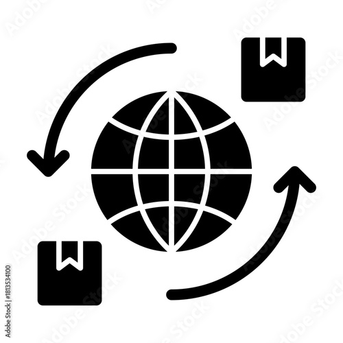Globe trade solid icon illustration