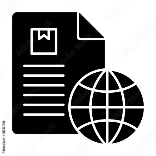 Export certificate solid icon illustration