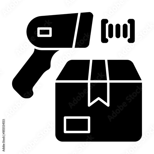 Warehouse inventory solid icon illustration