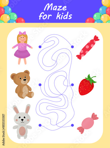 Learning maze preschool kids educational activity vibrant design