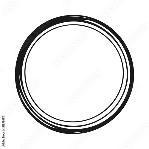 Hand drawn brush stroke circle, Round frame, Doodle circle