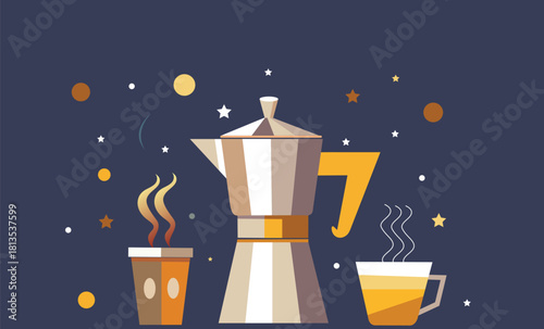 Moka pot icons vector illustration set line, flat, glyph, outline colour gradient. Great for web, app, presentation and more. Editable stroke and pixel perfect.