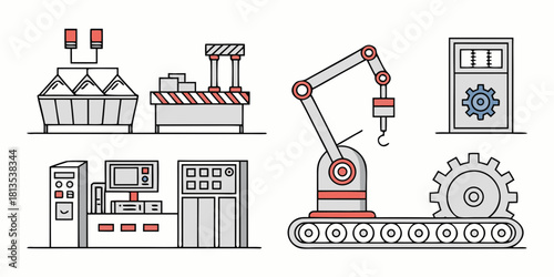 Set of 40 Factory and Industrial Icons in Line Art Style Keywords: factory, industrial, icon, set