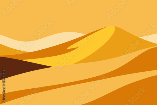 Abstract desert landscape with flowing sand dunes in warm tones