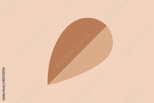 Abstract organic leaf shape in two earthy brown tones minimalist graphic design