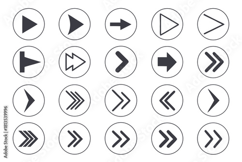 Collection of 40 UI arrow icons for navigation and direction in digital interfaces Keywords: arrow