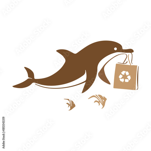 Dolphin with Recycle Bag