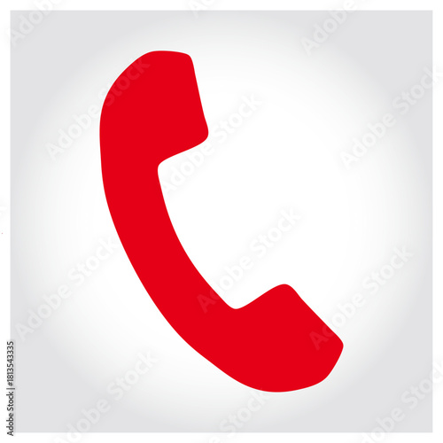 Red telephone receiver icon for call and contact us graphic isolated on white background, Vector