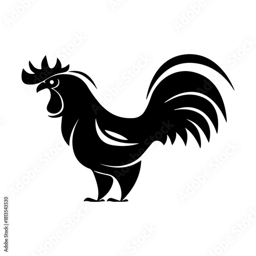 Stylized Black Rooster Graphic