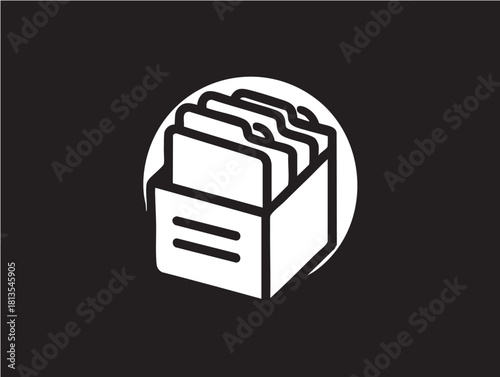 File cabinet vector icon: archive, document, and data storage graphic eps silhouette