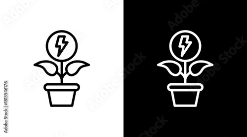 Energy Plant  White Icon Set Design