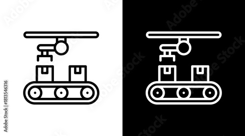 Production Line  White Icon Set Design