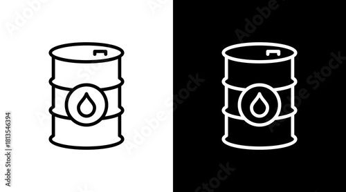 Oil Barrel  White Icon Set Design