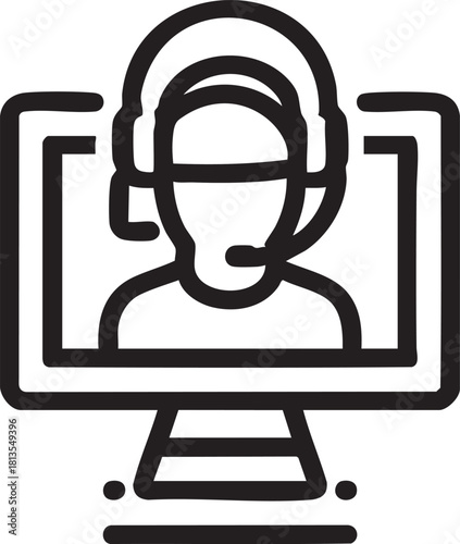 Customer support vector icon: online help, call center, and technical assistance eps silhouette