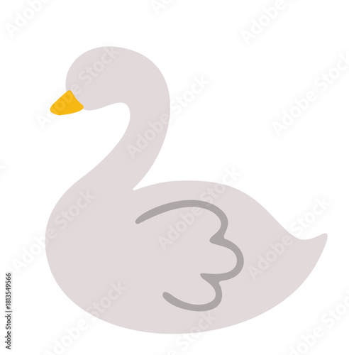 A minimalist, flat design of a white swan. Ideal for children's books, apps, or nature themes.