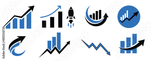 Business and finance Logo Set, growth icon, upward trading symbol vector