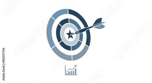 Dart hitting the center of a target with a graph below it.