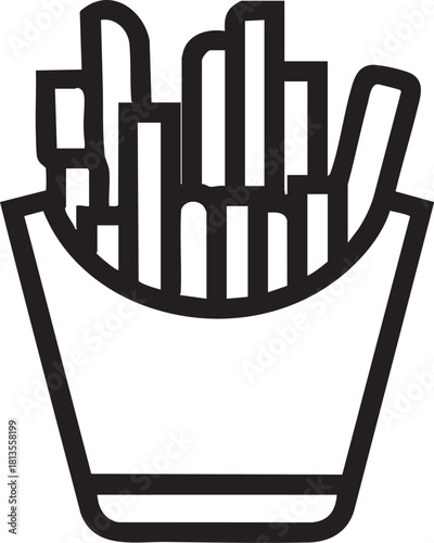 French fries vector icon: fast food illustration eps silhouette