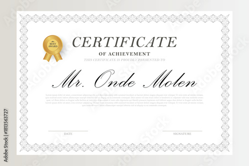 business award certificate, school graduation certificate