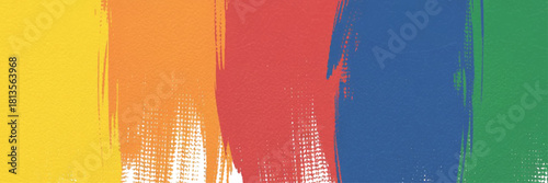 Vector set of colorfull textured with grungy paint roller stains. Artistic linocut relief printing, rough lino ink textures. Hand drawn multicolor paint stamp, Street art distress overlay