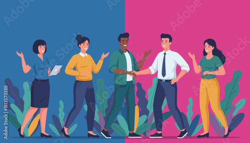 Diverse business team handshake and collaboration representing unity success and agreement