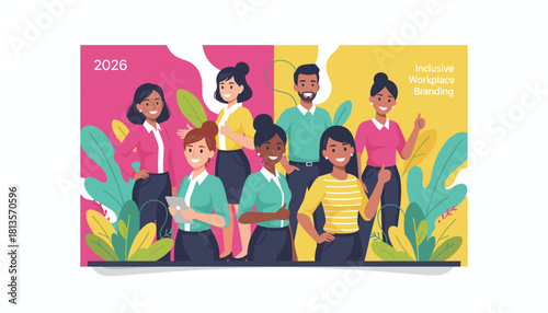 Diverse professional team portrait representing inclusion success and corporate branding